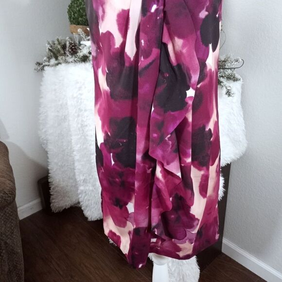 ANN TAYLOR LOFT PURPLE, BLACK, & WHITE DRESS SZ.0 EUC - Picture 4 of 8